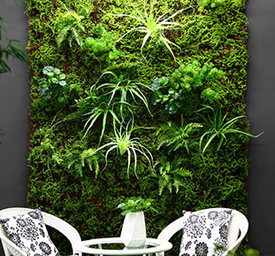 Вертикальные зеленые стены из искусственных растений для ресторана